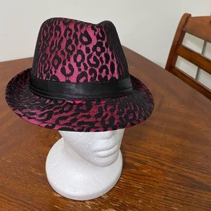Pink hat with black trim